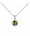 Sterling Checkerboard Cushion Sapphire Necklace - peridot - CR12C4HFOPJ