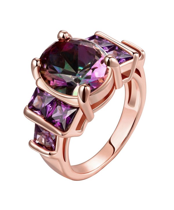 Godyce Gemstone Ring for Women Size 8-10 - Yellow Gold/Rose Gold Plated Purple Crystal With Gift Box - C112MZZYD3I