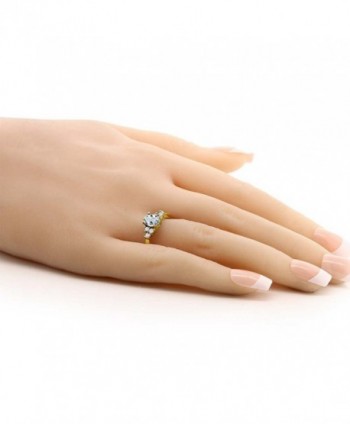 Aquamarine White Yellow Plated Silver in Women's Wedding & Engagement Rings