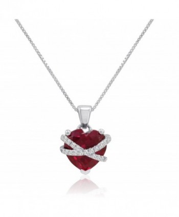 Heart Shape Created Gemstone Pendant Necklace in Sterling Silver - CO12GW4V08Z