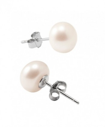 Pearl Earrings for Women 7-8mm Freshwater Cultured Pearl Stud Earrings 925 Sterling Silver - VIKI LYNN - 7-8mm - CT186SZY0YY