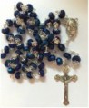 Deep Blue Crystal Beads Rosary Catholic Necklace Holy Soil Medal & Crucifix by Bethlehem Gifts TM - CK12M58ZQ23