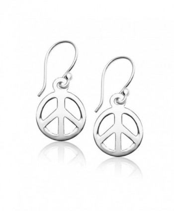 Sterling Silver Dangle Peace Earrings - Sterling Silver - CO186GL6CWA