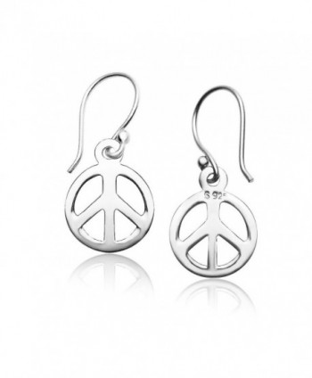 Sterling Silver Dangle Peace Earrings in Women's Drop & Dangle Earrings