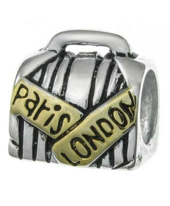 2-tone 925 Sterling Silver Suitcase Bead For European Charm Bracelets - CV11WSGVG45