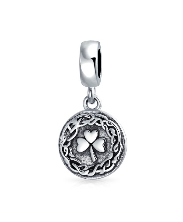 Bling Jewelry Celtic Knot 3 Leaf Clover Shamrock Dangle Bead Charm .925 Sterling Silver - CZ17YI5RRUO