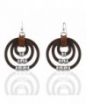 Zinc & Stainless Steel Beads Brown Leather Boho Circles Dangle Earrings - CW11GPQZPRD