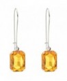 EVER FAITH Rhinestone Crystal Vintage Inspired Square Hook Dangle Earrings - Topaz Color Silver-Tone - CI11BGDKEDF