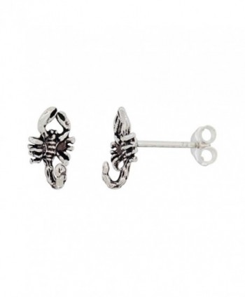 Sterling Silver Small Scorpion Stud Earrings- 3/8 inch long - CH11H3RHS6J