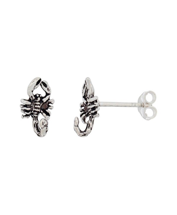 Sterling Silver Small Scorpion Stud Earrings- 3/8 inch long - CH11H3RHS6J
