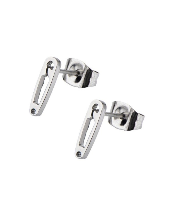 Inox Jewelry Womens Stainless Steel Safety Pins Stud Earrings (Metal) - CC11S2Q2IJ7