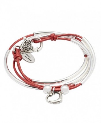 Mini Friendship Wrap with Open Heart Charm Bracelet With Metallic Moroccan Red Leather by Lizzy James - CB12K37PJ4X