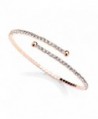 Mariell Rose Gold Crystal Rhinestone Cuff 1-Row Bangle Bracelet for Bridal- Wedding- Prom- Bridesmaids - CD12NVGKQZK