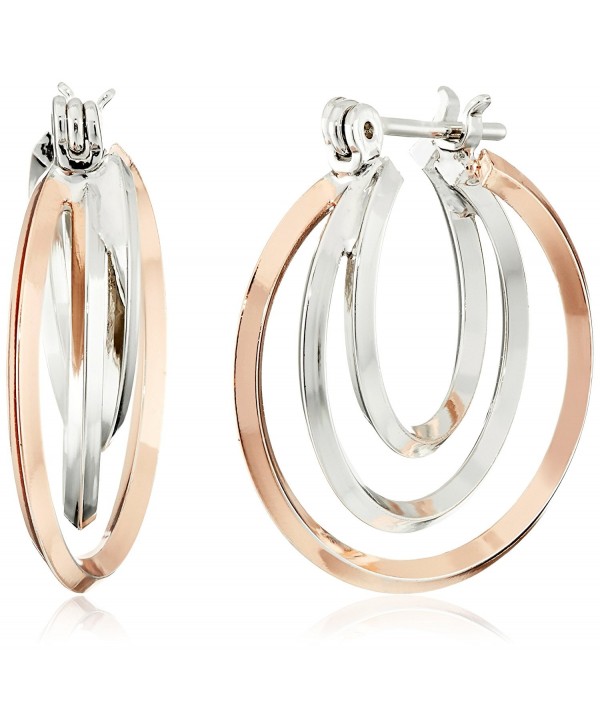 Uno Aerre Rose Gold and Rhodium Plated Tube Interlaced 20mm Hoop Earrings - CT124IVRAHX