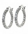 2 pcs Rhodium on .925 Sterling Silver Round Ring Clear Cz Crystal Hoop Earring Set - CN11GGZPOM9