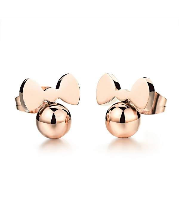 Fate Love Jewelry Cute Rose Gold Plated Little Mouse Stud Earrings for Girls Women- Hypoallergenic - CQ12C1B85IL