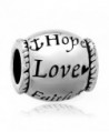 LovelyJewelry Hope Love Faith Charms Silver Plated Beads For Bracelets - CU11RB3VS4D