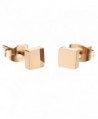D.B.MOOD Square Stud Earrings Rose Gold Plated Stainless Steel Earring for Women - Rose gold - CH12JTLZD7R