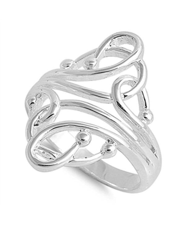 Women's Curved Ball Fashion Abstract Ring .925 Sterling Silver Band Size 6 (RNG14974-6) - CL11Y23WU6P