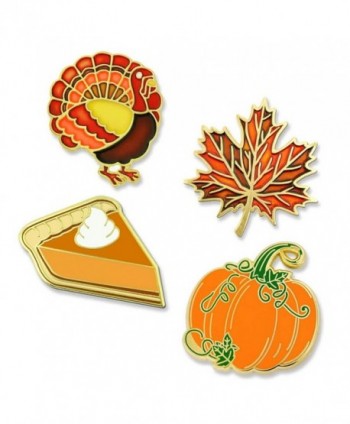 PinMart Thanksgiving Pumpkin Pie Fall Autumn Leaf & Turkey Holiday Lapel Pin Set - CN185XCGCCL