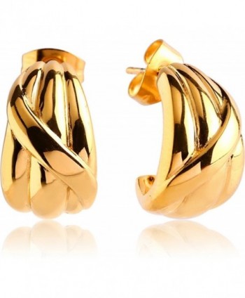 Thick J- Hoop Twisted Earrings with Gift Box (Gold Tone / Silver Tone) - CM124RWOKHH