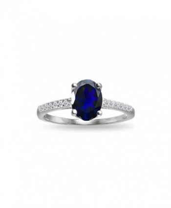 Sterling Silver Created Blue Sapphire and White Topaz Oval Crown Ring - C01852O5LII