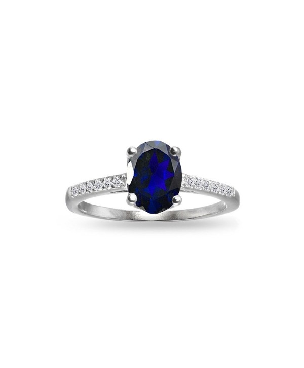 Sterling Silver Created Blue Sapphire and White Topaz Oval Crown Ring - C01852O5LII