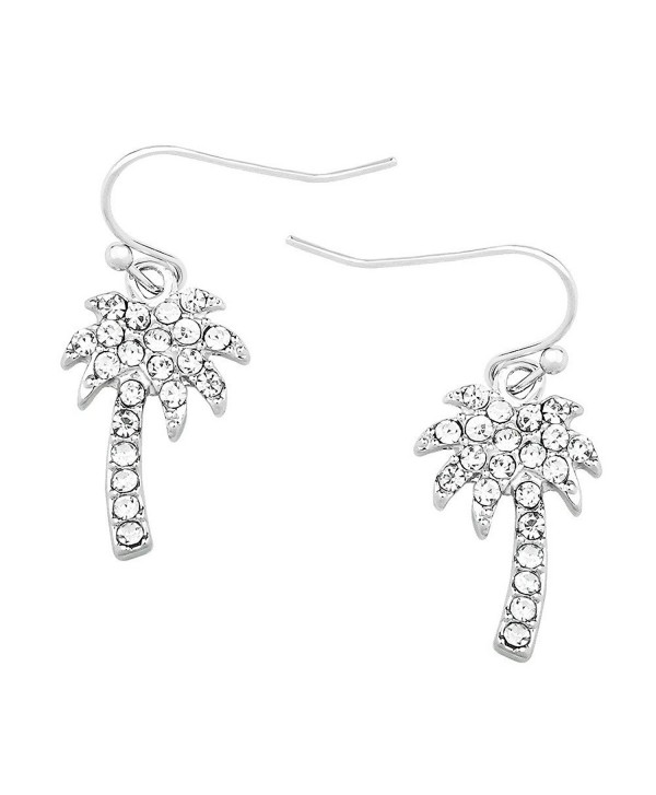 Liavy's Palm Tree Fashionable Earrings - Fish Hook - Sparkling Crystal - Unique Gift and Souvenir - C317YUASWGG