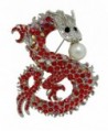 TTjewelry Fashion Flying Dragon Animal Pendant Red Austria Crystal Brooch Pin - C012831RQR9