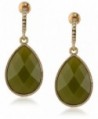 1928 Jewelry "Domenica" Gold-Tone Green Faceted Pear Shape Drop Earrings - C611LBM4MPR
