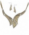 Gold-tone Weave Two Tone Neck Tie Collar Bib Necklace Set by Jewelry Nexus - CC11R6UM7PZ