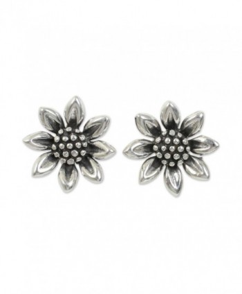 NOVICA .925 Sterling Silver Flower Stud Earrings 'Sunflower Love' - CF12DUHUI53