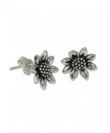 NOVICA Sterling Silver Earrings Sunflower