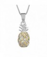 Sterling Silver with 14kt Yellow Gold Plated Accents Small Pineapple Pendant Necklace- 16+2" Extender - CM1146OKWYH
