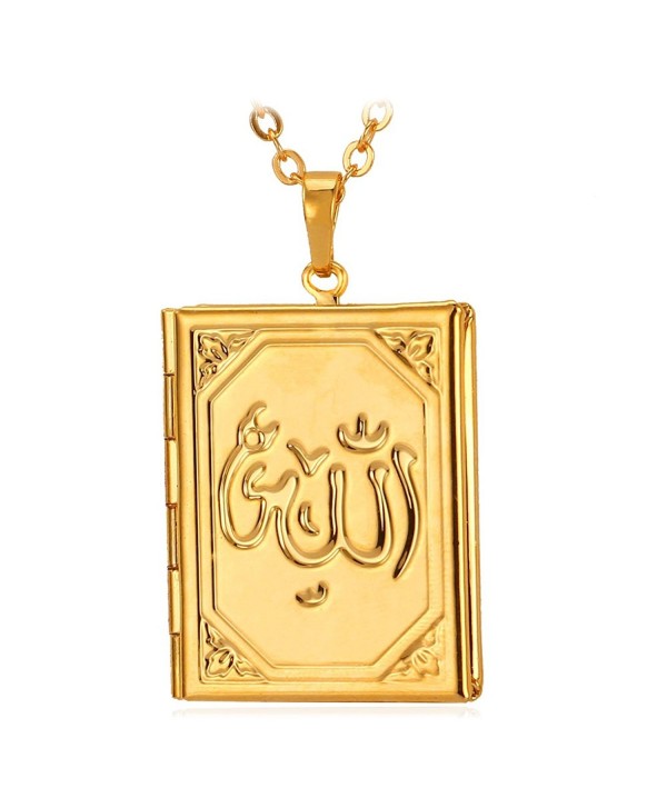 Religious Muslim Jewelry 18K Gold / Platinum Plated Link Chain Allah Pendant Locket Necklace - Gold - CU11YPV66OL