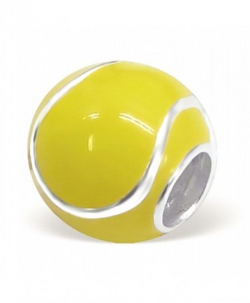 Tennis Ball Charm Bead 925 Sterling Silver Compatible with all European Charm Bracelets - CQ1103GJBCL