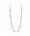 Single Leather Strand Beaded Cultured Pearl Necklace Long-31.5 Inch with different Wear Style - white brown color - C612OBLTSSR