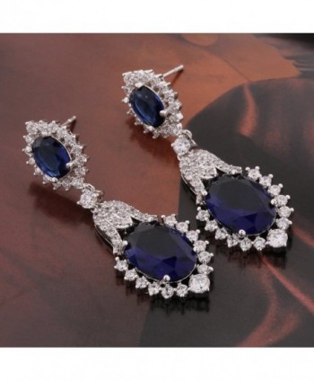 GULICX Vintage Design Sapphire Earrings in Women's Drop & Dangle Earrings