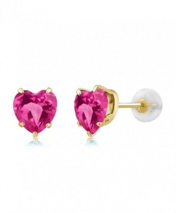 1.90 Ct Heart Shape 6mm Pink Mystic Topaz 10K Yellow Gold Stud Earrings - CQ11WJFLGE5