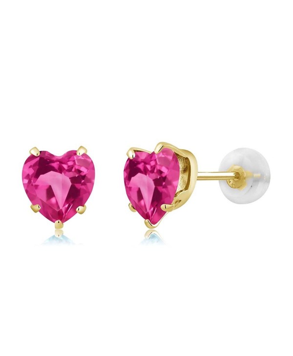 1.90 Ct Heart Shape 6mm Pink Mystic Topaz 10K Yellow Gold Stud Earrings - CQ11WJFLGE5