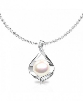 Sterling Silver 10-11mm Surround Pearl Pendant Necklace With AAA Zircon By Swhite - CW12LA0AO81