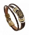 PopJ Vintage Frog Pendant Design 3 Strand Leather Clasp Bracelet 7.85 Inches- Fashion Handmade Wristband - Frog - CS12O8140O4