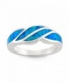 Sterling Silver Created Blue Opal Designed Band Ring - CV11NUADF5P