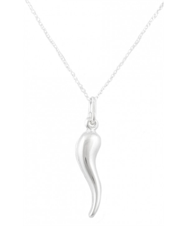 925 Italy Sterling Silver Italian Horn Pendant with an 18 Inch Link Necklace.(I-994) - CI11KSI0FSN