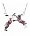 Bonsny Love Heart Enamel Zinc Alloy Metal Rabbit Hares Boxing Necklace Animal pendant Unique Design 18" - Grey - CW12MZFAQ9E
