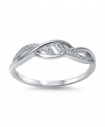 Infinity Style Cubic Zirconia Band .925 Sterling Silver Ring Sizes 4-10 - C311W6L736R