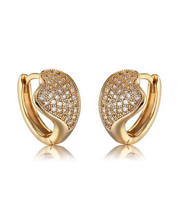 18K Gold Plated Brass and Cubic Zirconia Heart Hoop Earrings by Richapex - C31885CRUS0