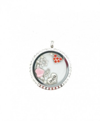 Silver MOM Heart Floating Charm