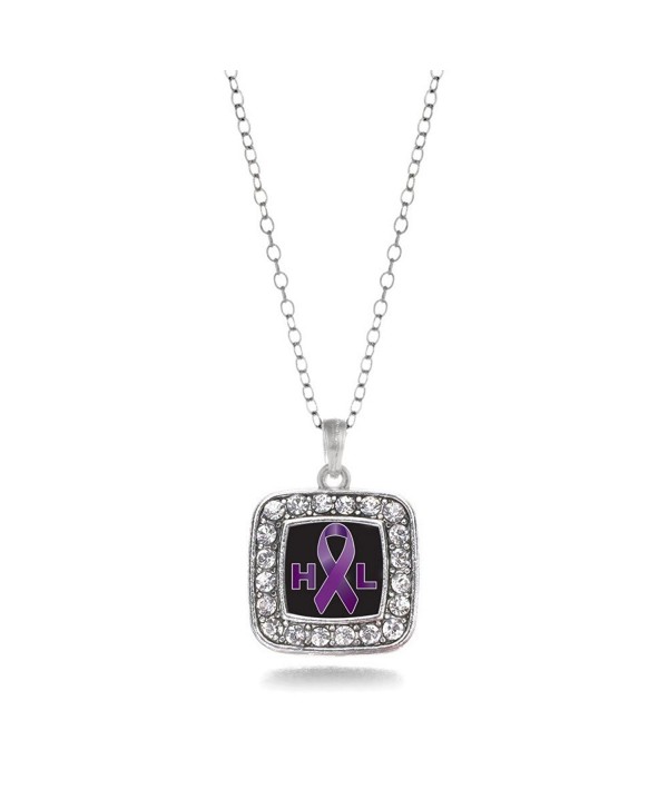 Hodgkin's Lymphoma Awareness Classic Silver Plated Square Crystal Necklace - CG11KEPGF3T