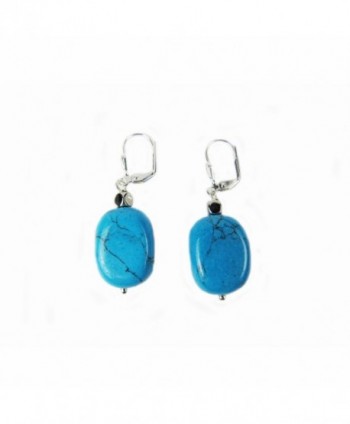 Composed Turquoise Dangle Leverback Earring Assambled in the U.S.A. - CT12JK8B2MJ